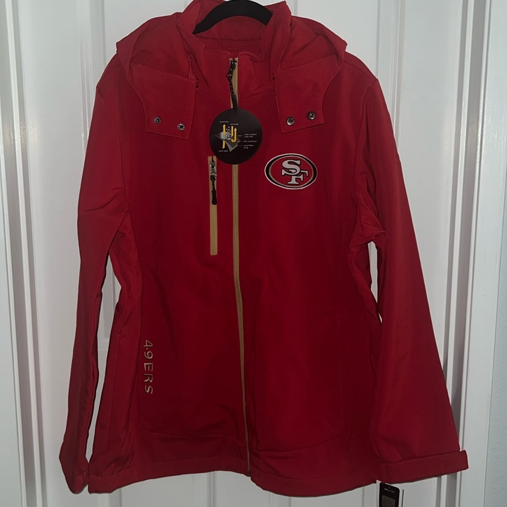 NWT NFL San Francisco 49ers Soft Shell Hooded Sideline Jacket